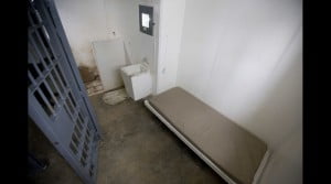 The photo shows the interior of the cell occupied by drug lord Joaquin "El Chapo" Guzman, from where authorities claim he escaped via a tunnel in his shower cell, at the Altiplano maximum security prison, in Almoloya, west of Mexico City, Wednesday, July 15, 2015.  (AP Photo/Eduardo Verdugo)