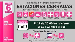 Estaciones cerradas-Linea 6-visita del Papa