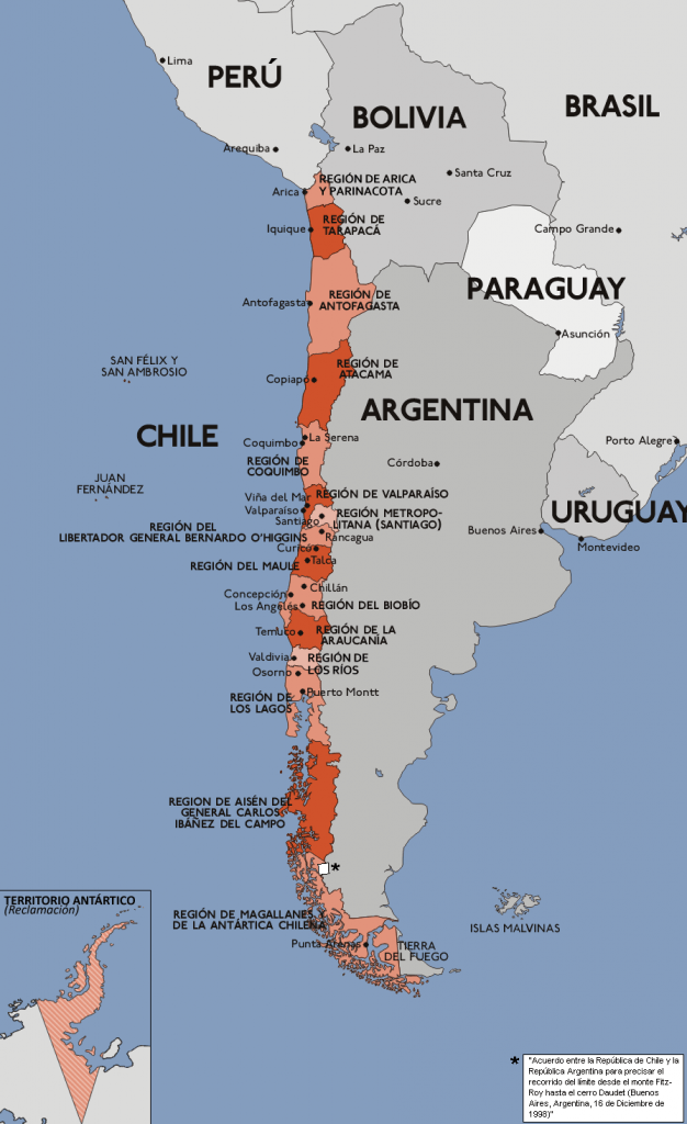 Mapa de Chile. (Wikimedia Incubator)